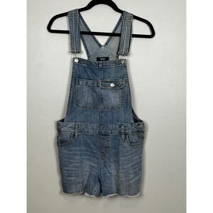 Mossimo Denim‎ Short Overalls Womens Small Medium Wash Frayed Hem Shortalls S